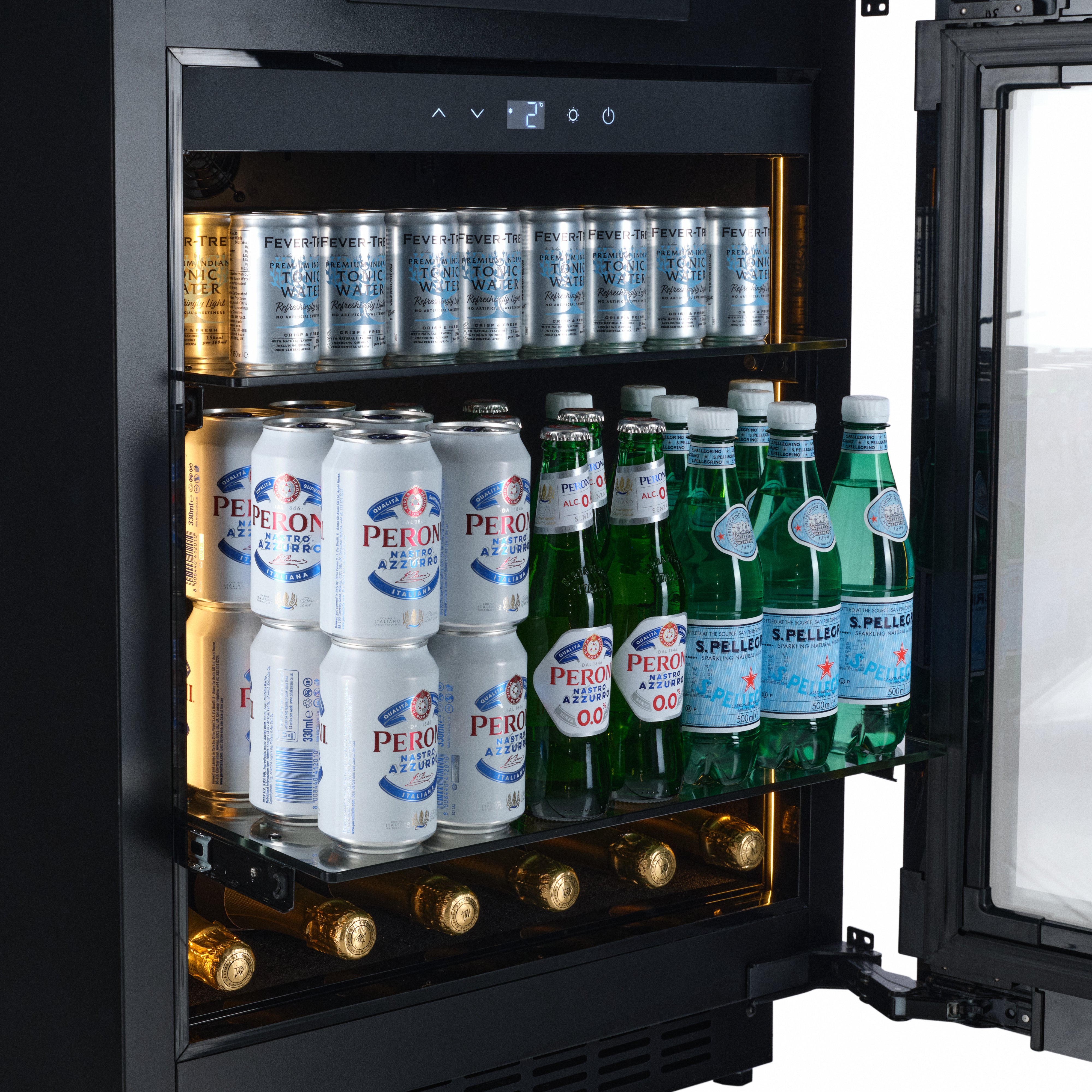 BV34-BH - Beverage Fridge - 118L - Black Glass