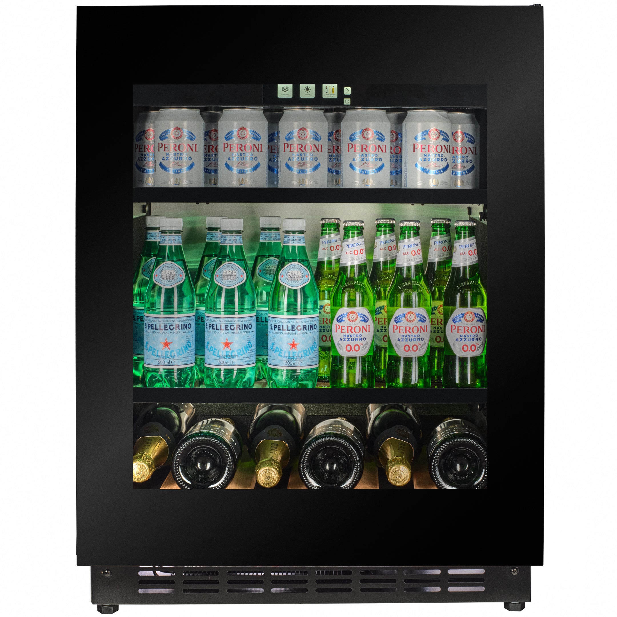 BV34B-TO - Push 2 Open Drankenkoelkast - 118L - Zwart Glas