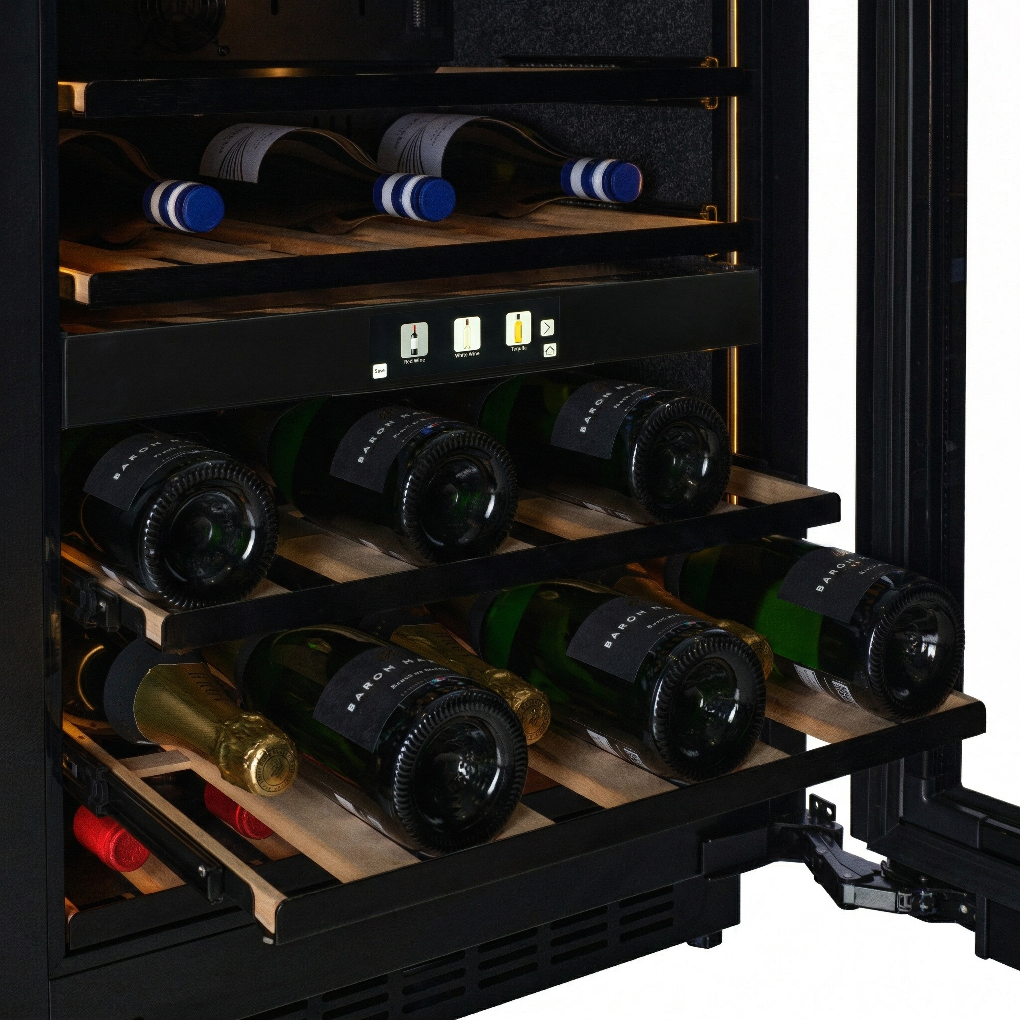 TFT-W34B-TO - Push 2 Open Wine Fridge - 36 Bottle - Black Glass