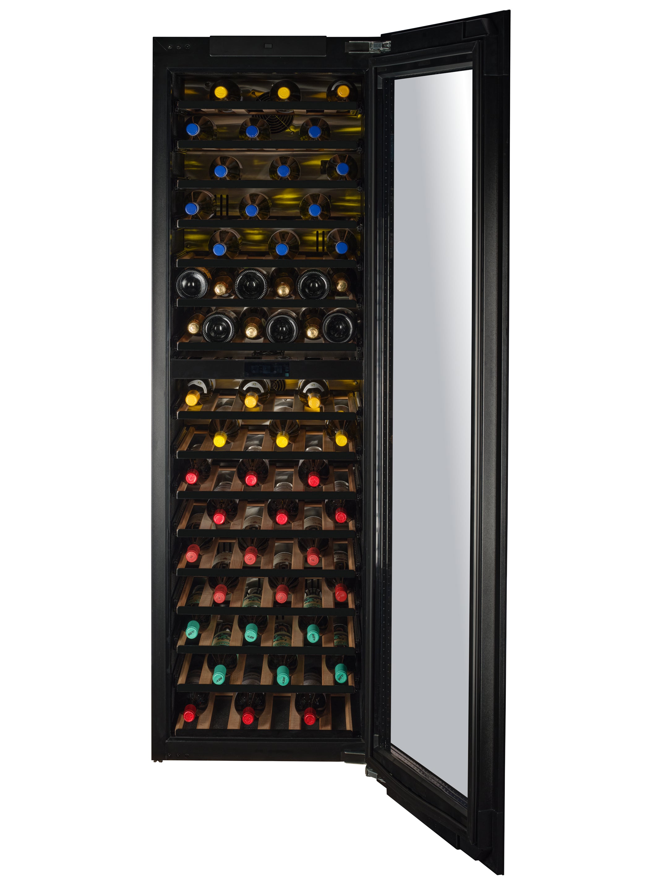 TFT-W96B-TO - Push To Open Integrated Wine Fridge - 96 Bottle - Black Glass