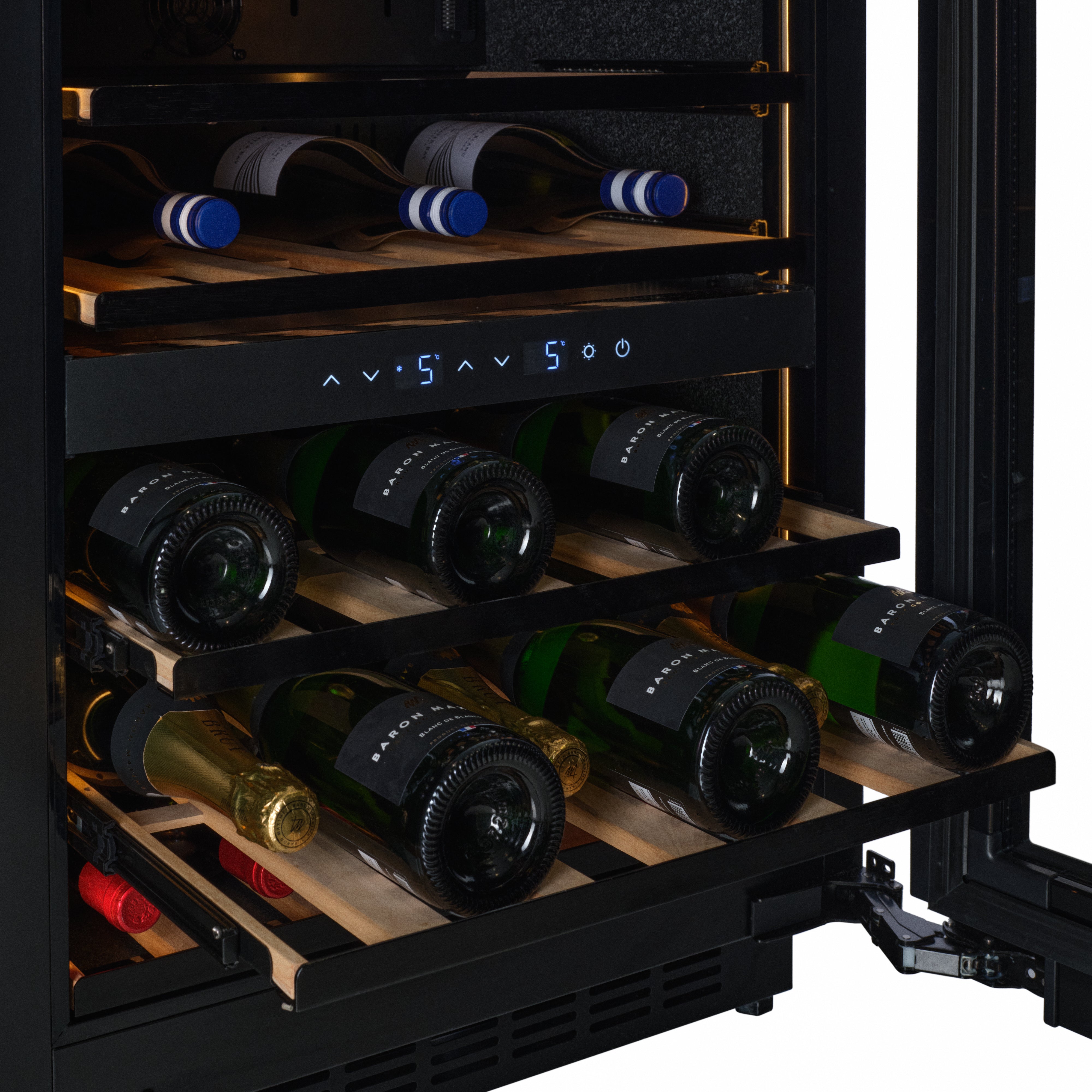 W34B-TO - Push 2 Open Wine Fridge - 36 Bottle - Black Glass