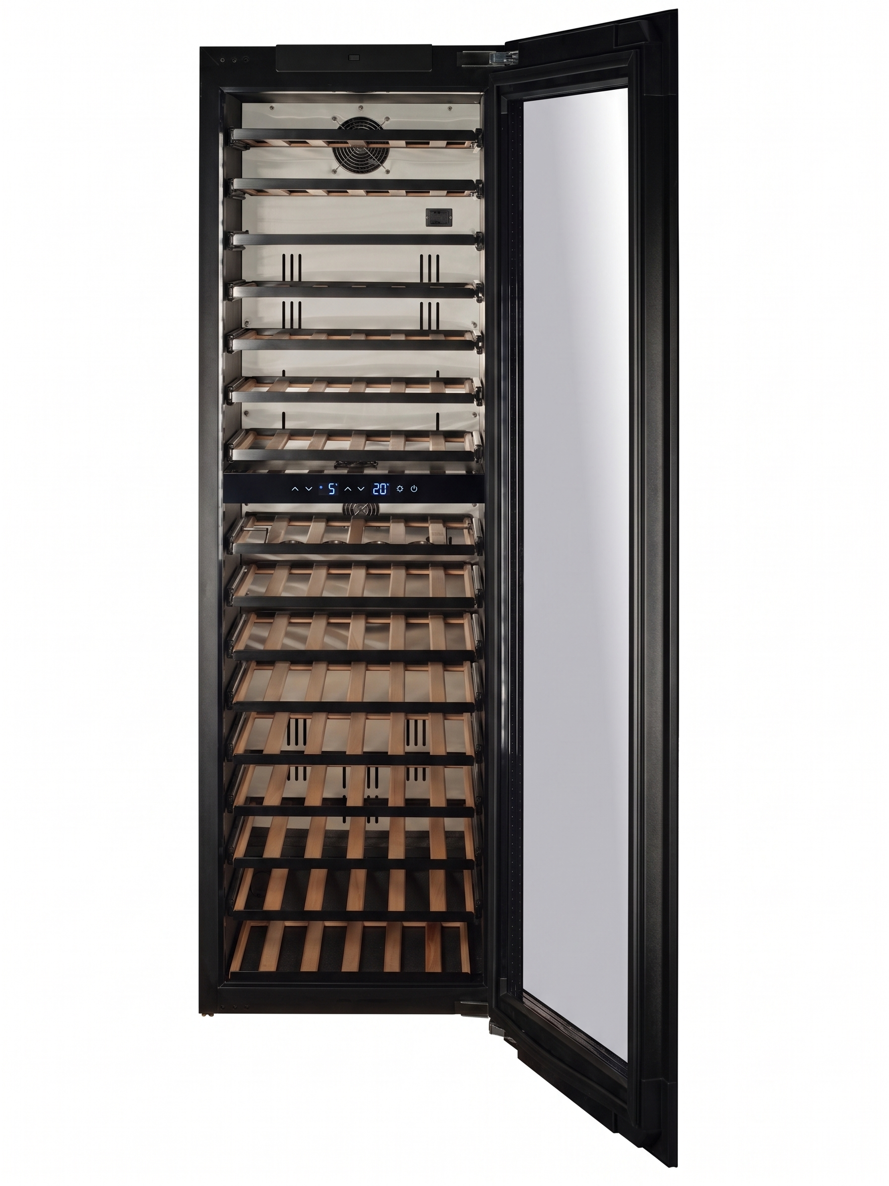 W96B-TO - Push 2 Open Geïntegreerde Wijnkoelkast - 255L - Zwart Glas