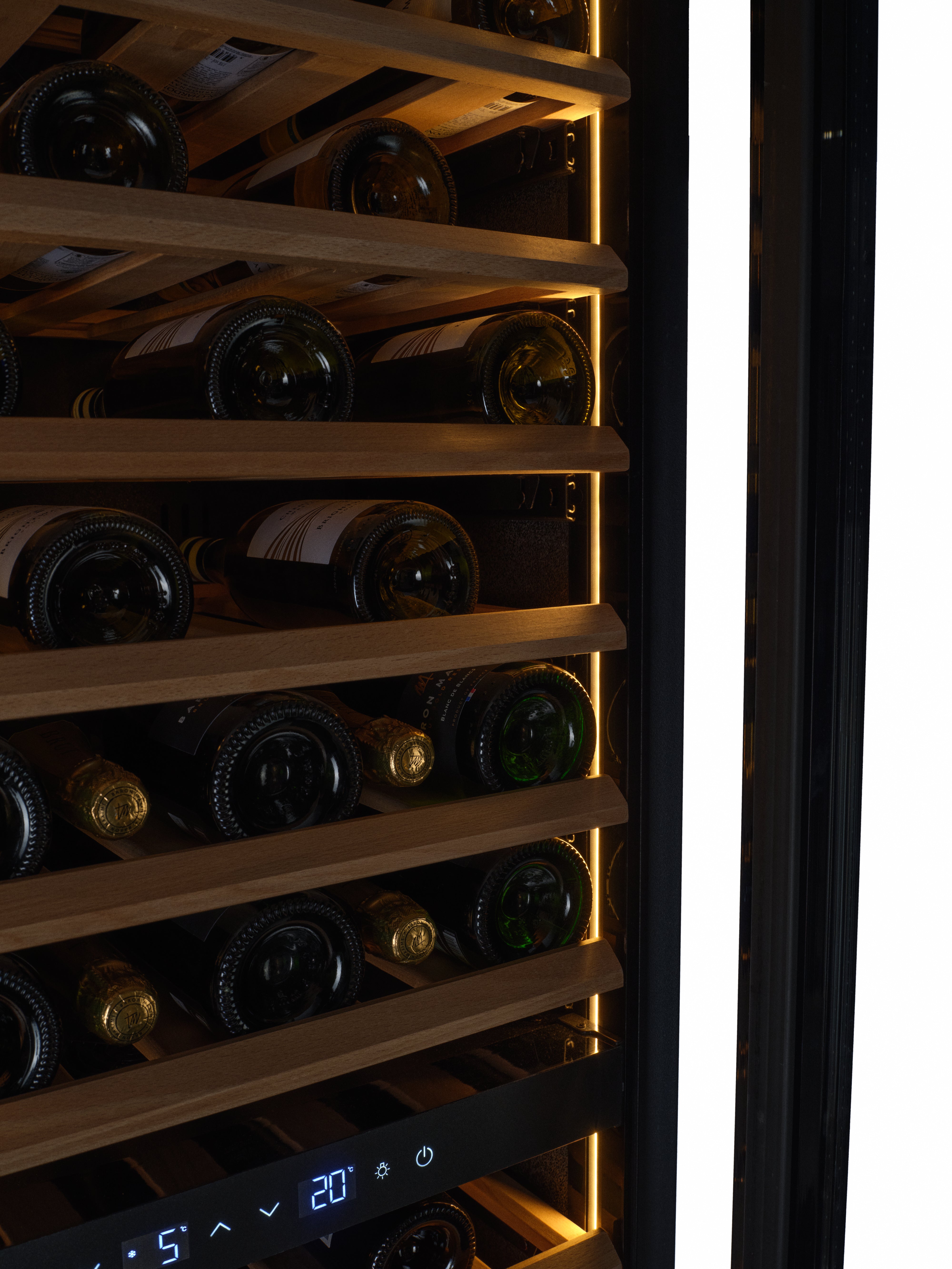 W96B-TO - Push To Open Integrated Wine Fridge - 96 Bottle - Black Glass