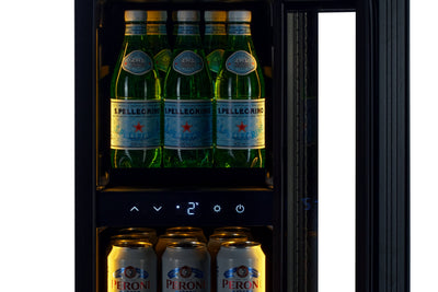 END OF LINE - BV18B-TO - Push 2 Open Beverage Fridge - 51L - Black Glass