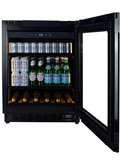 END OF LINE - BV34B-TO - Push 2 Open Beverage Fridge - 118L - Black Glass