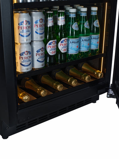 END OF LINE - BV34B-TO - Push 2 Open Beverage Fridge - 118L - Black Glass