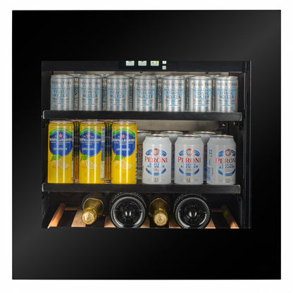 BVI-24B-TO - Push To Open Integrated Beverage Fridge - 62L - Black Glass