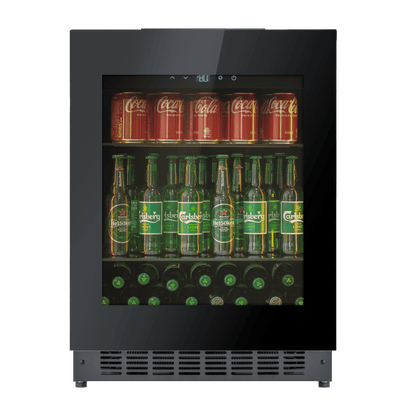 BV34B-TO - Push 2 Open Beverage Fridge - 118L - Black Glass