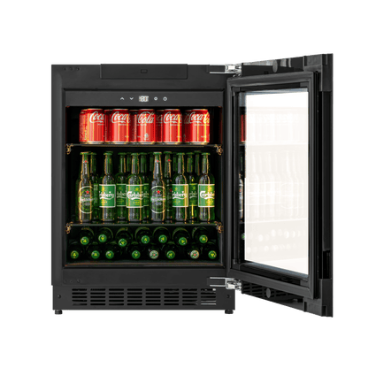 BV34B-TO - Push 2 Open Beverage Fridge - 118L - Black Glass