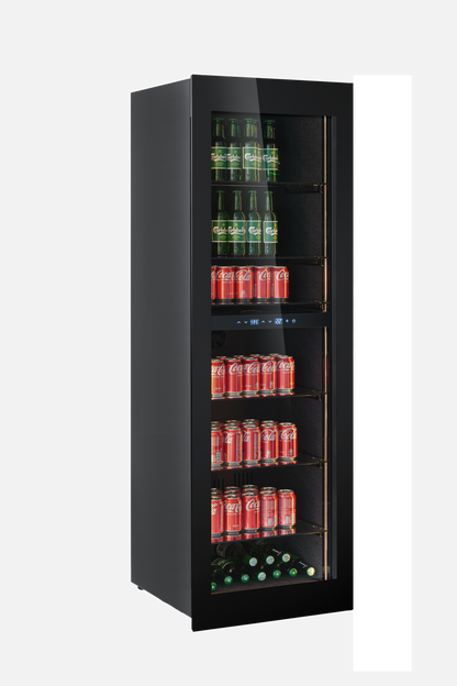 BV96B-TO - Push 2 Open Integrated Beverage Fridge - 255L - Black Glass