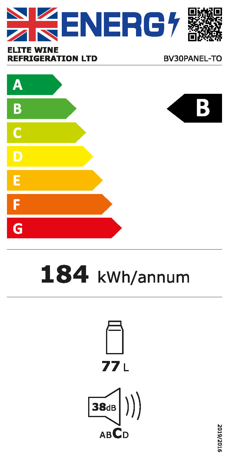 BV30PANEL-TO - 450mm Deep - Panel Ready Beverage Fridge - 84L - Push2open