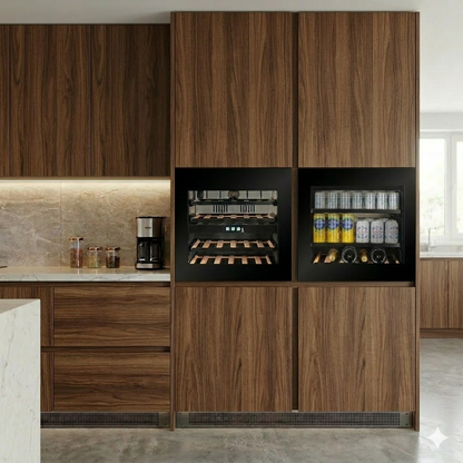 WI-24B-TO - Single Oven Size - Push To Open Wine Fridge - 24 Bottle - Black Glass