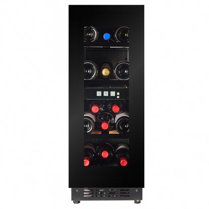 W18B-TO - Push 2 Open Wijnkoelkast - 18 Flessen - Zwart Glas