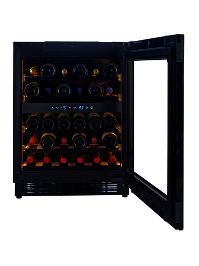 END OF LINE - W34B-TO - Push 2 Open Wine Fridge - 36 Bottle - Black Glass