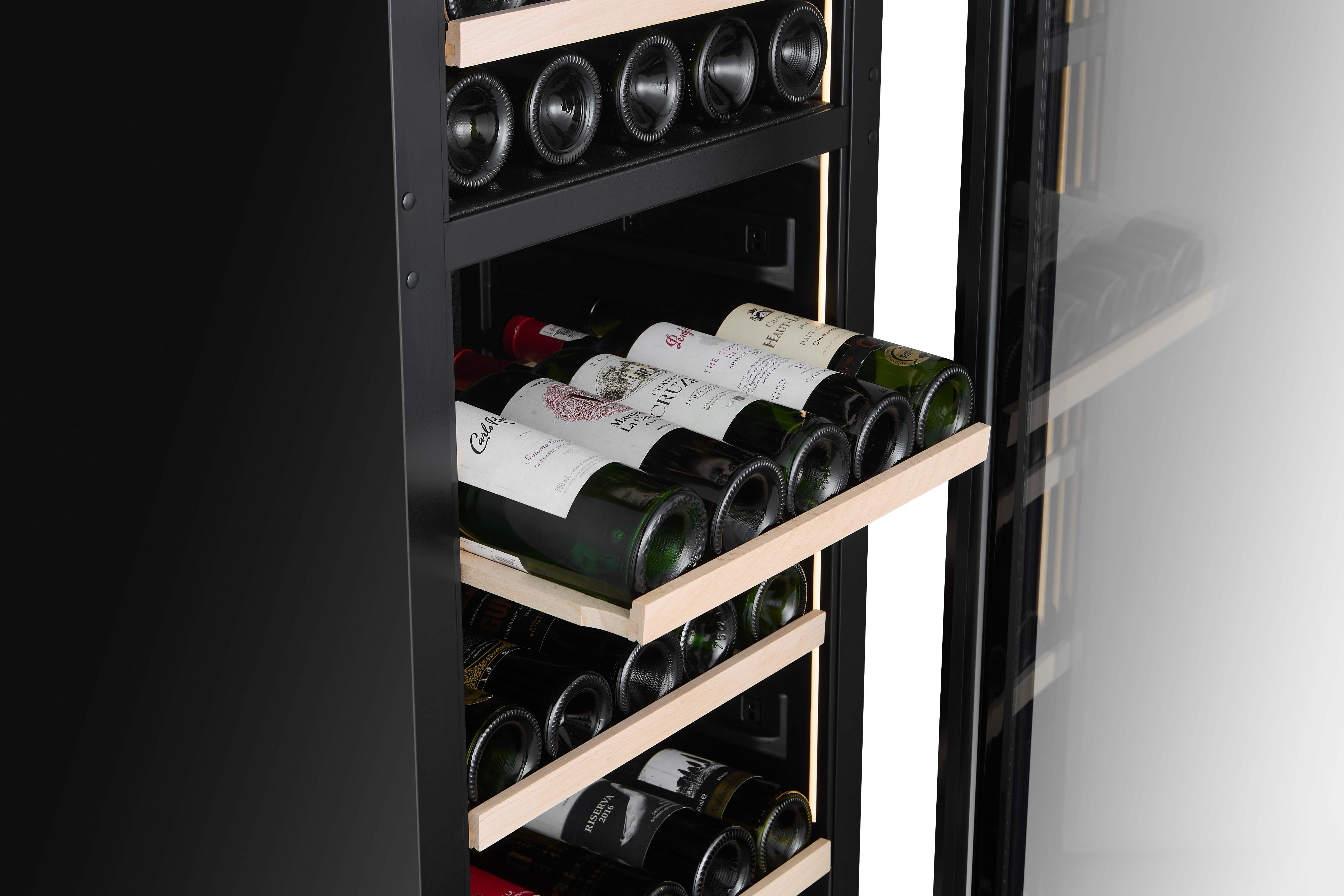 WINE CELLA - 71 bottle Shallow Wine Fridge - W75D-BLACK – CELLA