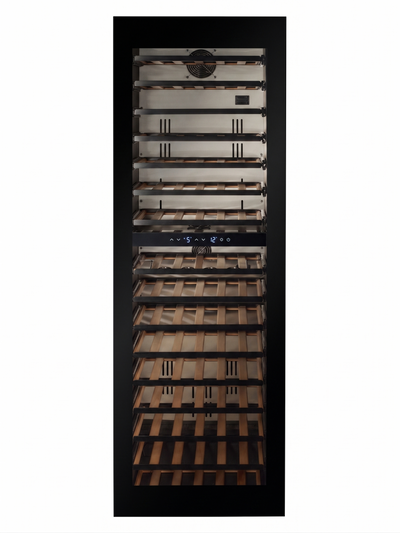 END OF LINE - W96B-TO - Push To Open Integrated Wine Fridge - 96 Bottle - Black Glass