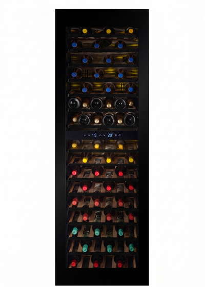 END OF LINE - W96B-TO - Push To Open Integrated Wine Fridge - 96 Bottle - Black Glass