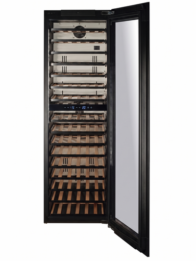 END OF LINE - W96B-TO - Push To Open Integrated Wine Fridge - 96 Bottle - Black Glass