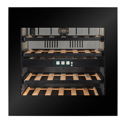 WI-24B-TO - Single Oven Size - Push To Open Wine Fridge - 24 Bottle - Black Glass